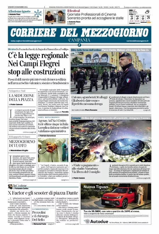 Prima-pagina-corriere del mezzogiorno-del-2024-11-29